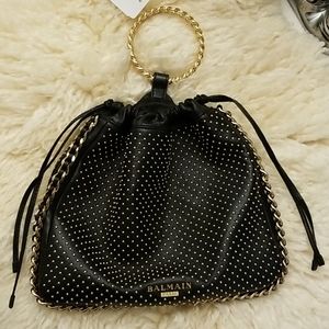 Balmain Studded Leather Black Bracelet Backpack
